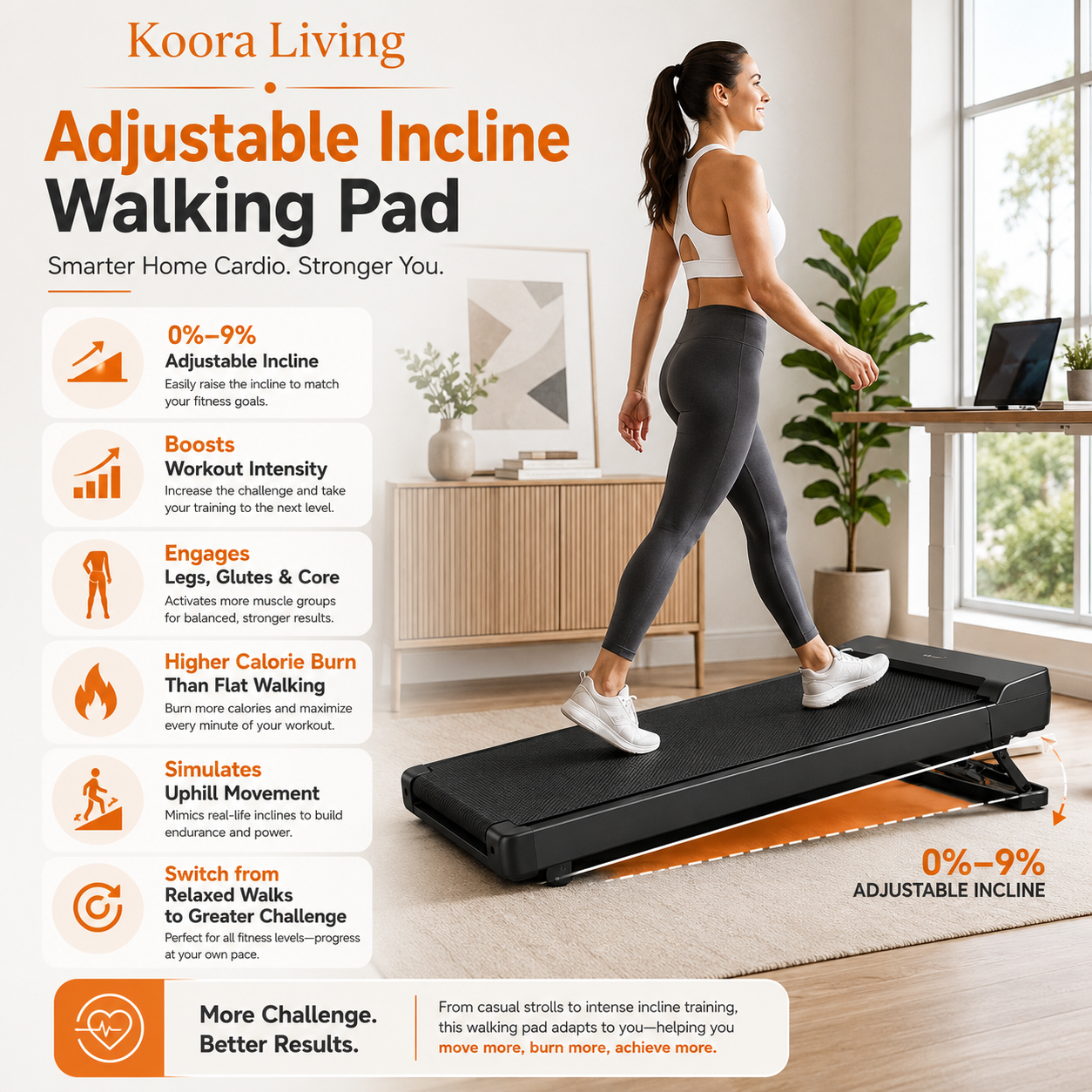 Compact walking pad with built-in transport wheels
