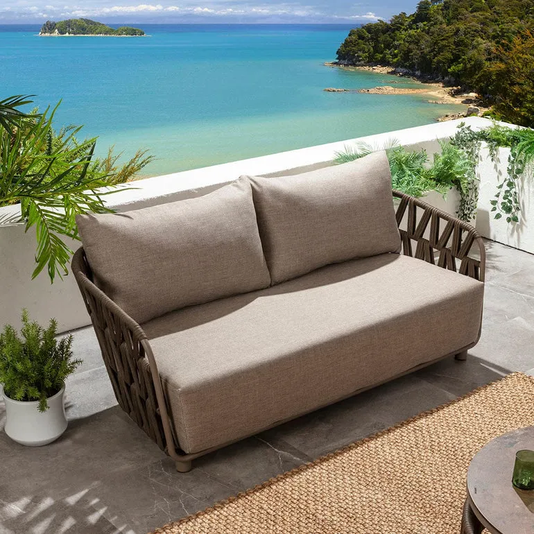 Solara outdoor sofa with broad seat and two back cushions