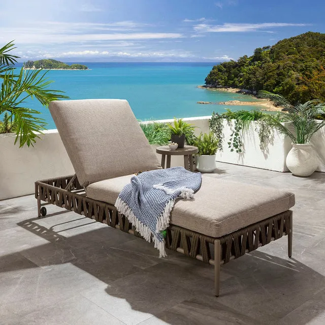 Solara cushioned outdoor lounger with raised reclining backrest